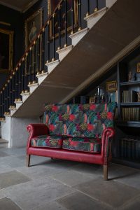 Vintage Sofa Company Hexham 2 Seater in Toucan Fabric and Rosso Leather | Shackletons