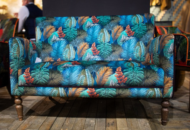 Vintage Sofa Company Howden 2 Seater Sofa in Tropical Leaf Kingfisher