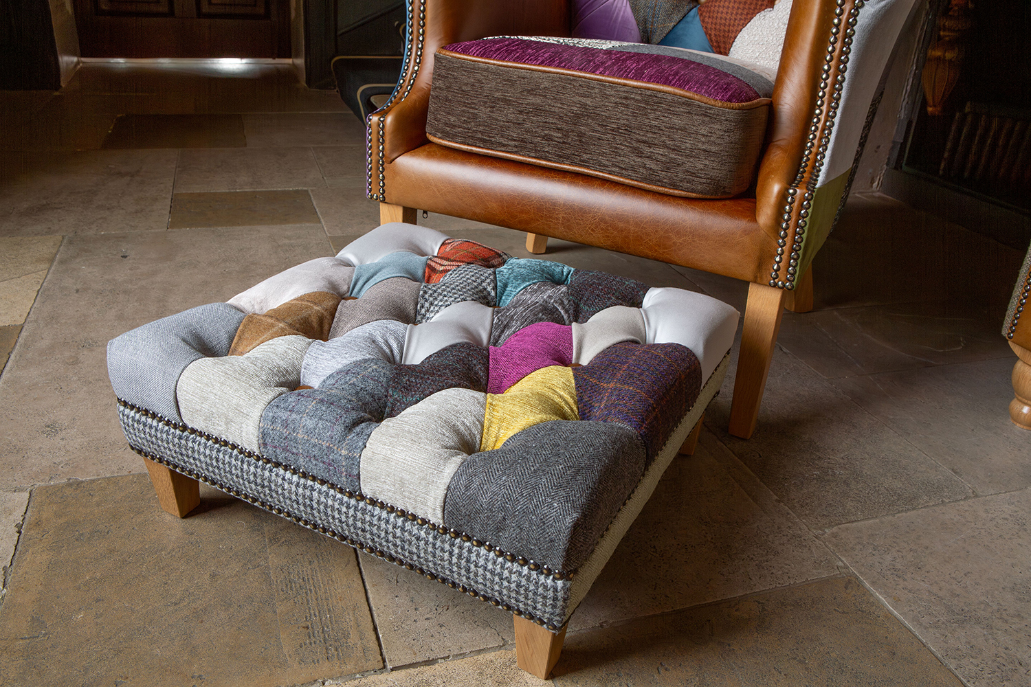 Vintage Sofa Company Kensington Mini Pullout Patchwork Stool