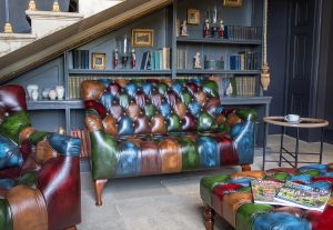 Vintage Sofa Company Litton Rub Off Leather Patchwork 2 Seater Sofa | Shackletons