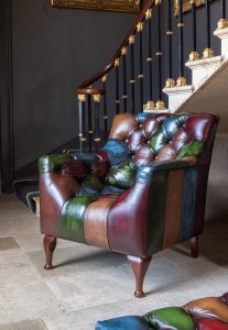 Vintage Sofa Company Litton Rub Off Leather Patchwork Armchair | Shackletons