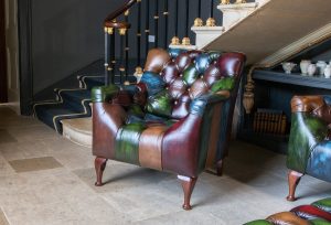 Vintage Sofa Company Litton Rub Off Leather Patchwork Armchair | Shackletons